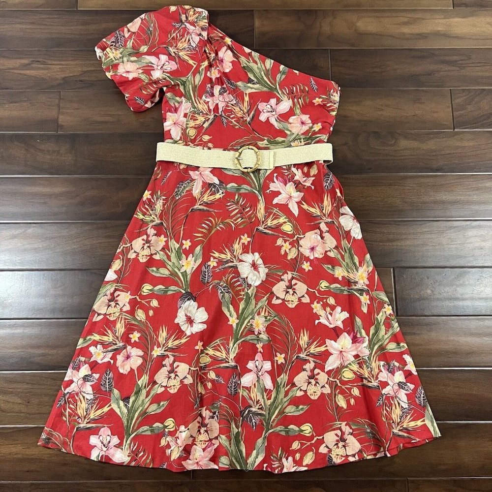 Antonio Melani Women's Size 12 Summer‎ Floral Rae One Shoulder Midi Dress